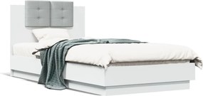vidaXL fehér szövet ágykeret fejtámlával 75x190 cm