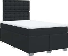 vidaXL fekete műbőr rugós ágy matraccal 120x190 cm