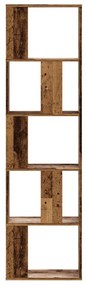 5 szintes antik fa színű fa könyvespolc 45 x 23,5 x 162,5 cm