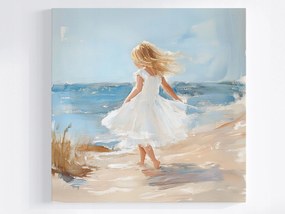 Canvas Vászonkép Gyerek Lány Tengerpart Nyaralás 80x80