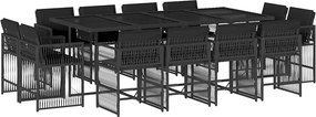 vidaXL 13 részes fekete polyrattan kerti ülőgarnitúra párnákkal