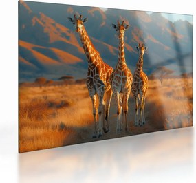 Üveg kép - Zsiráfok a legelőn (70x50 cm)