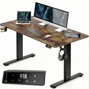 Deuba Magasságban állítható asztal 120 x 60 x 117 cm - barna