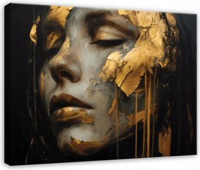 Vászonkép Nő Absztrakt Arany Hálószoba Nappali Konyha Vászon 100x70