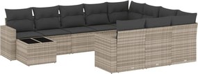 vidaXL 11 részes világosszürke polyrattan kerti ülőgarnitúra párnákkal