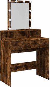 vidaXL füstös tölgy színű fésülködőasztal LED-del 80 x 41 x 144,5 cm