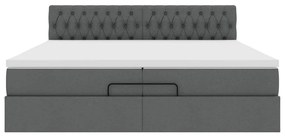 Ottomán ágykeret matracokkal Sötét szürke 200x200cm szövet