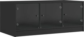 vidaXL fekete dohányzóasztal üvegajtókkal 102 x 50 x 42 cm
