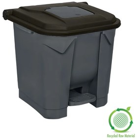 Szelektív hulladékgyűjtő konténer, műanyag, pedálos, antracit/fekete, 30L