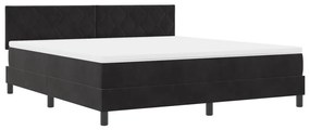 Boxspring Ágy Matracot Tartalmazó Fekete Szuper Király Bársonyos