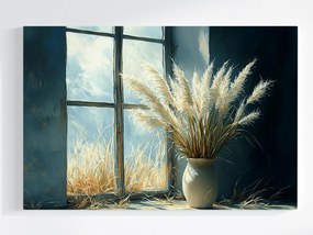 Vászonkép Canvas Ablak Dekoráció Fű Dekoratív Pampas Váza 120x80
