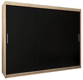 Ruhásszekrény 250 cm Toki (szonoma tölgy + matt fekete). 1064871
