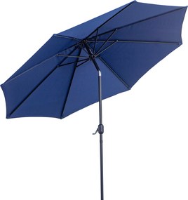 Outsunny Kerti Napernyő Ø295x250 cm Kézi Mechanizmussal és Dőlésszögállító Funkcióval, Lekarbonálható Fém Töltőzsinórral Terasz és Medence Számára Kék