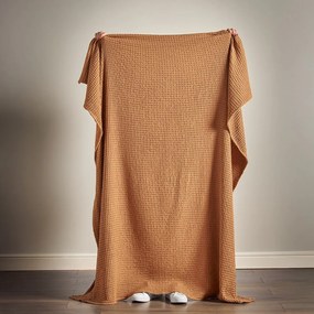 Barna pamut takaró 150x200 cm Jaipur Chunky Waffle – Pineapple Elephant