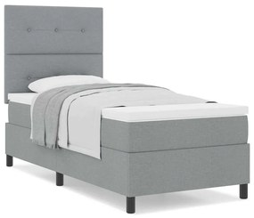 Boxrugós ágy matracmal Világosszürke 100 x 200 cm szövet