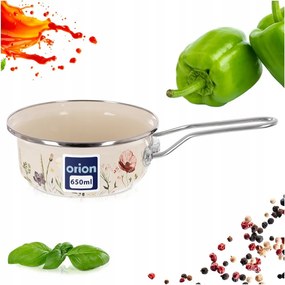 Zománcozott serpenyő fazék hosszú nyéllel hagyományos 14 cm 650 ml