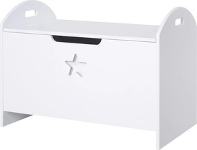 HOMCOM Gyermek Játék Tároló Szervező Doboz Visszafelé Nyitható Fedél Biztonsággal 62x40x46.5 cm Tágas Tér Teherbírás 20 kg Fehér | Aosom