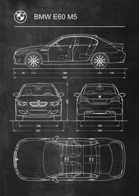 Poszter Bmw E60 M5 Retro Patent Séma