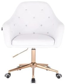 HR830K Fehér modern műbőr szék arany lábbal