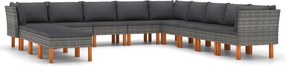 vidaXL 12 részes szürke polyrattan kerti ülőgarnitúra párnákkal