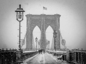 Fotográfia Brooklyn Bridge with Snow in Winter, graphiknation