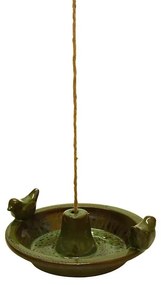 Függő kerámia madáretető tál, zöld, 30 cm átmérőjű