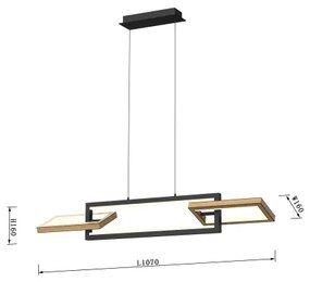 Wofi 7022-306- LED Dimmelhető csillár zsinóron MATERA LED/30W/230V fekete/barna