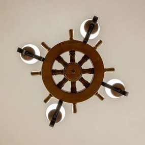 Brilagi - Láncos csillár TIMONA 4xE14/40W/230V, átm. 50 cm, bükk/dió