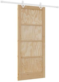 Tolóajtó Természetes és fehér 86 x 198.5 cm Tömör fenyő és acél