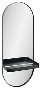 Olbia tükör fém polc, acél, fekete, 25x12x60 cm
