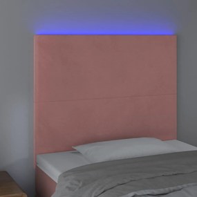 rózsaszín bársony LED-es fejtámla 100x5x118/128 cm