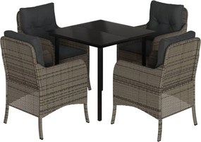 vidaXL 5 részes szürke polyrattan kerti étkezőgarnitúra párnával