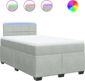 vidaXL világosszürke bársony rugós ágy matraccal 120 x 200 cm