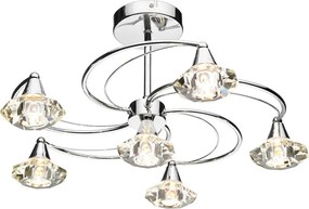 DAR LIGHTING LUT0650 LUTHER Kristály Mennyezeti Lámpa Csiszolt Króm G9 IP20
