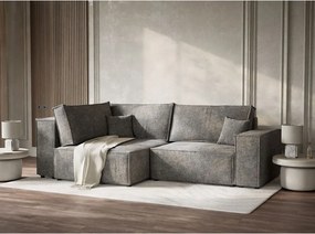 Szürke zsenília kinyitható-tárolóhelyes sarokkanapé (bal oldali-L alakú) Tonga – Maison de Rêve