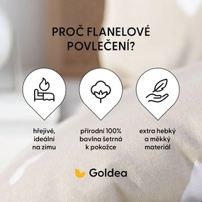 Goldea flanel ágyneműhuzat - szívecskék, latte színű alapon 140 x 200 és 70 x 90 cm