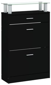 fekete szerelt fa cipőszekrény 63 x 24 x 104 cm