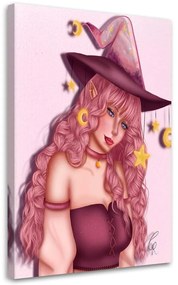 Gario Vászonkép Rózsaszín boszorkány - Crislainy Reis Silva Méret: 40 x 60 cm
