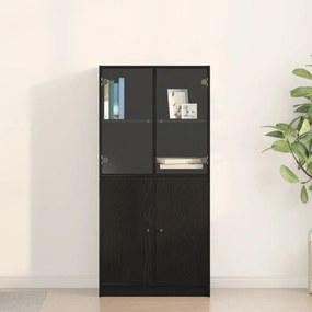 Fekete tölgybútor szekrény Ajtókkal 68x37x142 cm Műszaki fa