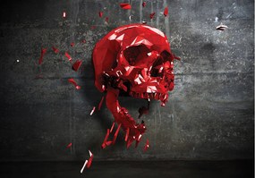 Fotótapéta Vörös Koponya Poligonális Robbanás Beton 520x318 +ragasztó