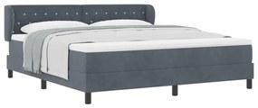 Boxspring Ágy Matrac Kollokációs Sötétszürke 180x200 cm Bársony