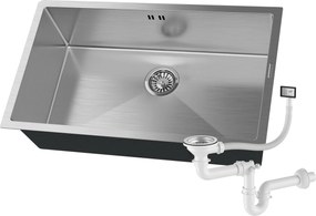 Acél Mosogató Egymedencés Króm Munkalap Alatti Nagy Kamra BARI74