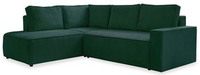 Sötétzöld kordbársony kinyitható sarokkanapé (bal oldali) Brave Dave – Miuform