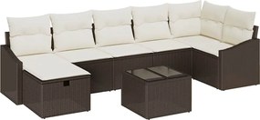 vidaXL Kanapé Szett párnával tárolóval Barna polirattan