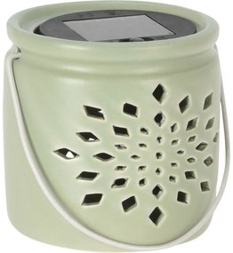 Darena napelemes lámpás zöld, 9,2 x 9 x 11 cm, porcelán