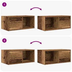 2 db antik fa szerelt fa fali TV-szekrény 60x31x25,5 cm