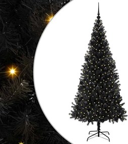 vidaXL Karácsonyfa 300 LED-del állvánnyal Fekete 210 cm PVC