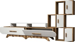 Flora S White and Walnut TV-szekrény szekrénnyel