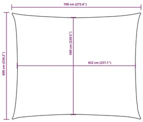 barna téglalap alakú oxford-szövet napvitorla 6 x 7 m