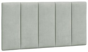 világosszürke bársony ágykeret LED-világítással 100 x 200 cm